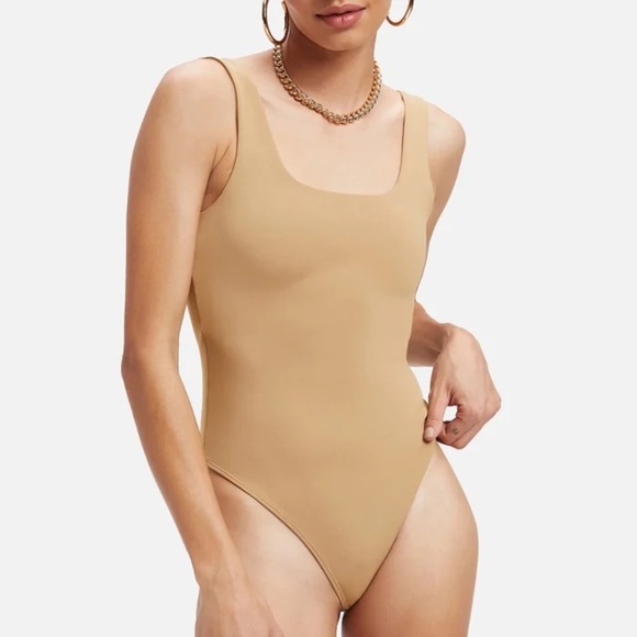 NWT Good American Modern Tank Scuba Bodysuit Tan Brown Women’s Size X-Large - Picture 2 of 8